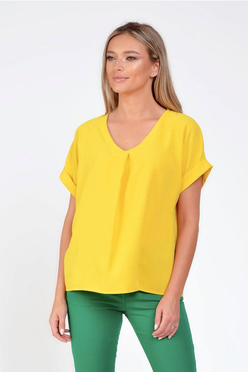 Bluza casual guler petrecut galbena Isla Natalee Fashion