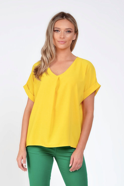 Bluza casual guler petrecut galbena Isla Natalee Fashion