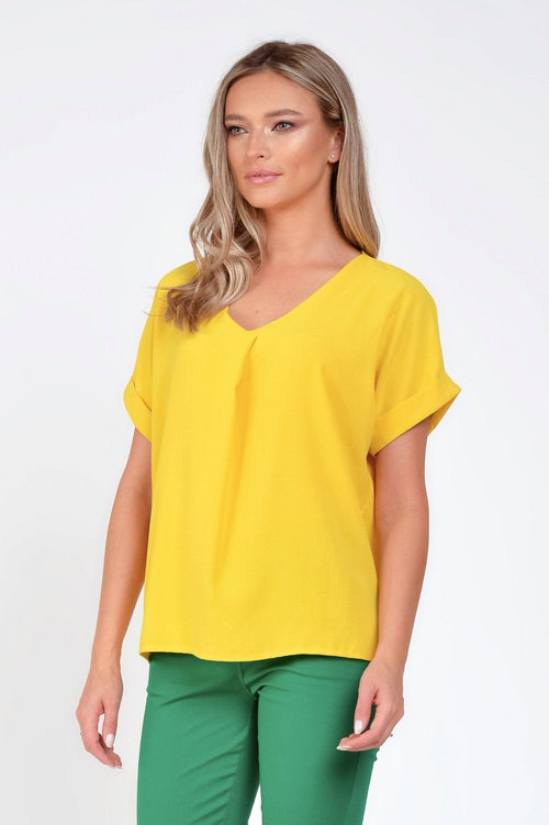 Bluza casual guler petrecut galbena Isla Natalee Fashion