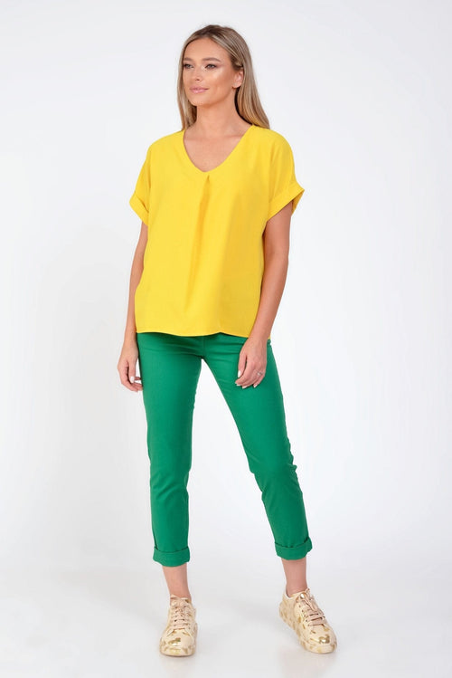 Bluza casual guler petrecut galbena Isla Natalee Fashion