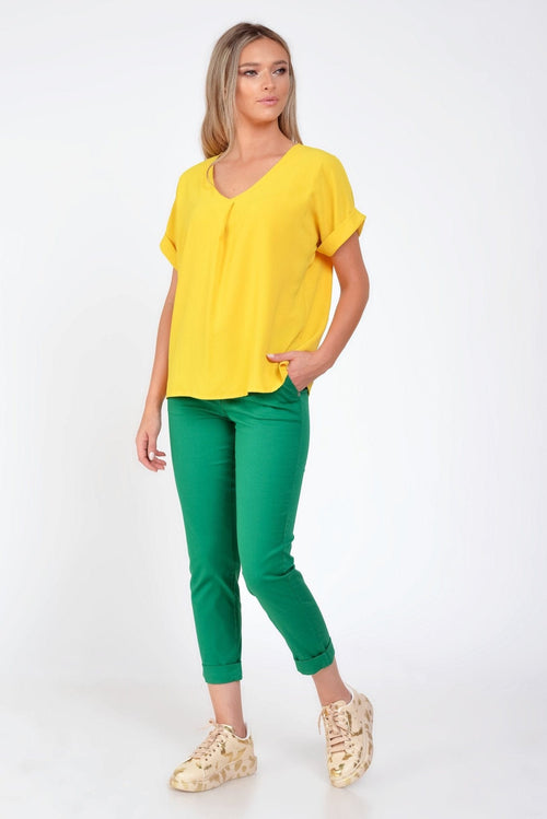 Bluza casual guler petrecut galbena Isla Natalee Fashion