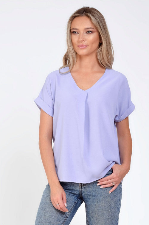 Bluza casual guler petrecut lila Ancuta Natalee Fashion