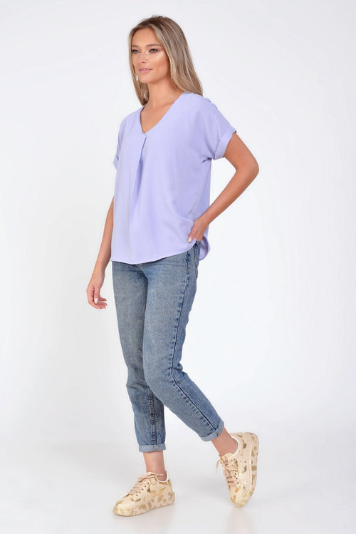 Bluza casual guler petrecut lila Ancuta Natalee Fashion