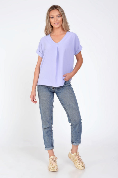 Bluza casual guler petrecut lila Ancuta Natalee Fashion