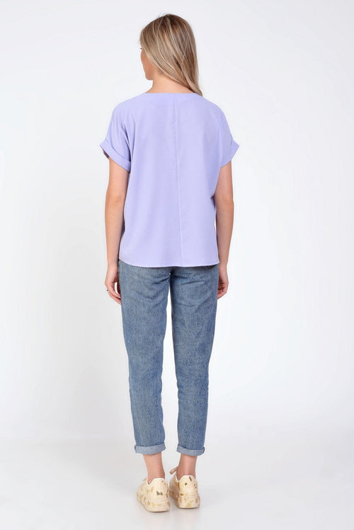 Bluza casual guler petrecut lila Ancuta Natalee Fashion