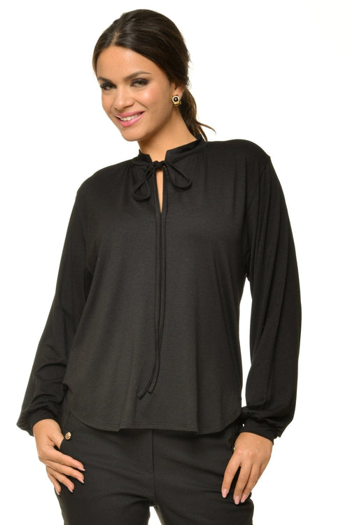 Bluza casual snur negru Clara Natalee Fashion