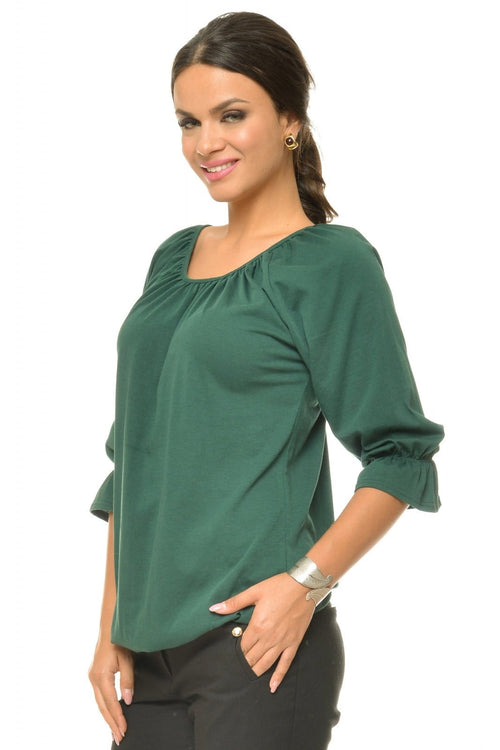 Bluza casual verde inchis Natalee Fashion