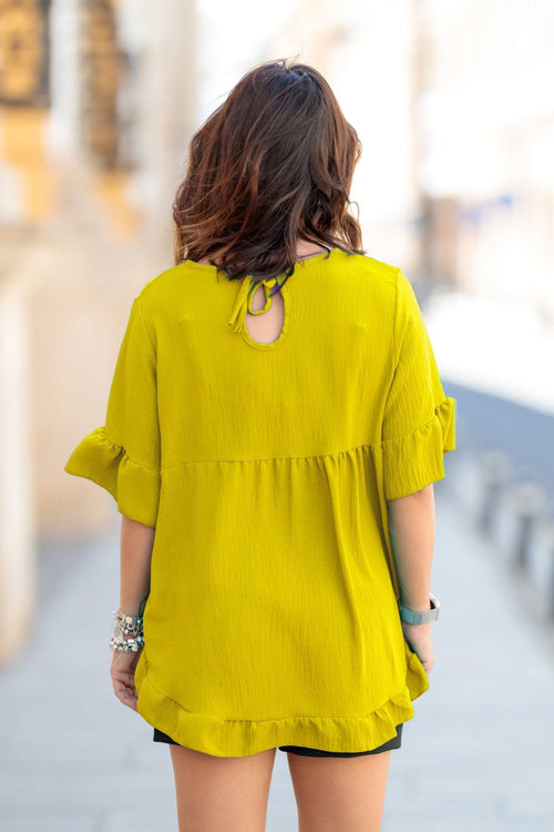 Bluza casual volan galben Artemis Natalee Fashion