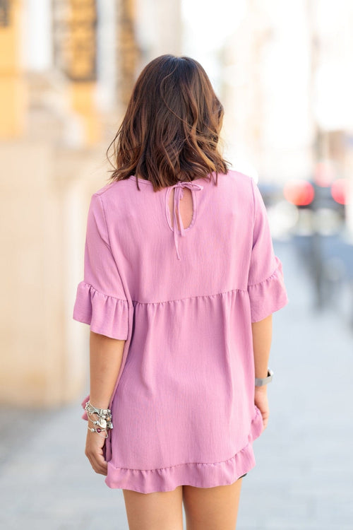 Bluza casual volan roze Amelia Natalee Fashion