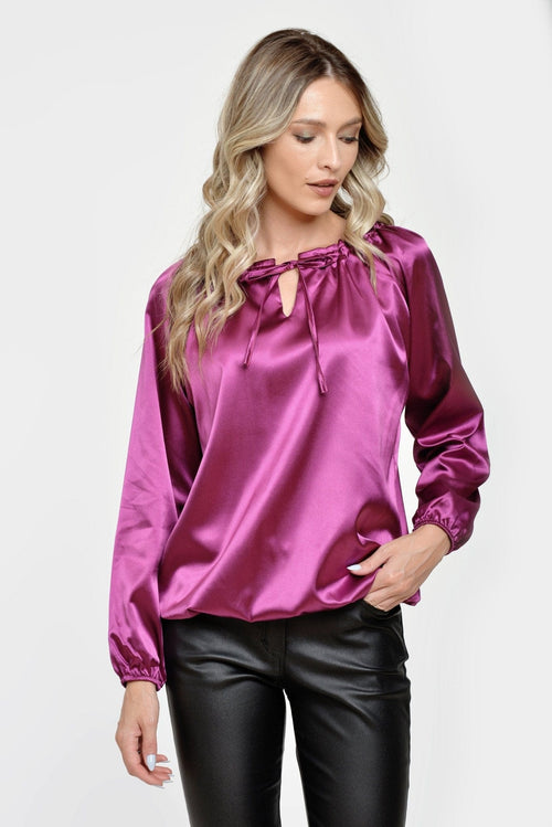 Bluza ciclamen din satin Viorela Natalee Fashion