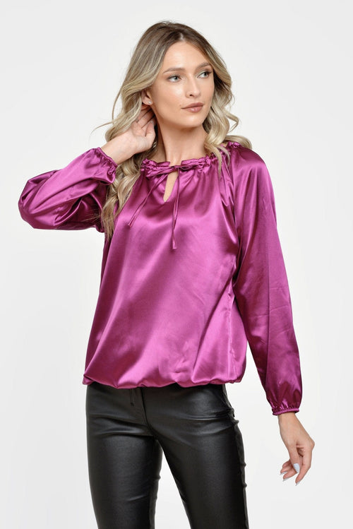 Bluza ciclamen din satin Viorela Natalee Fashion