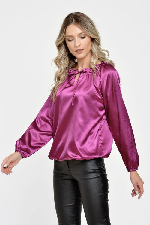Bluza ciclamen din satin Viorela Natalee Fashion