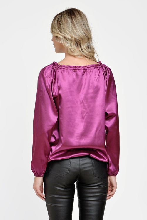 Bluza ciclamen din satin Viorela Natalee Fashion