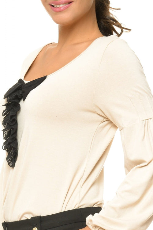 Bluza crem cu fundita Natalee Fashion