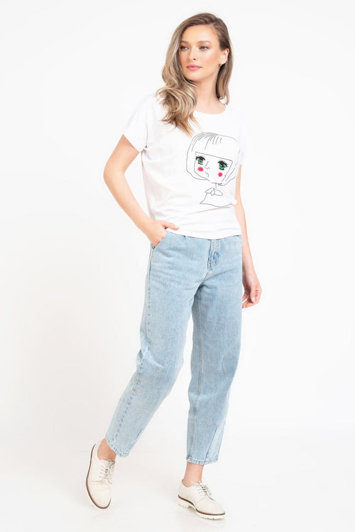 Bluza dama alba casual fetita Iasmine Natalee Fashion