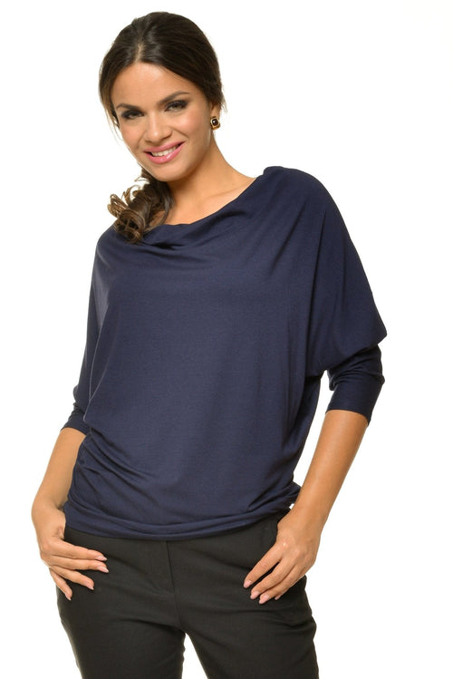 Bluza dama bleumarin mânecă trei sferturi Alda Natalee Fashion