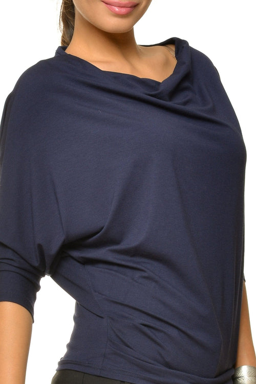 Bluza dama bleumarin mânecă trei sferturi Alda Natalee Fashion