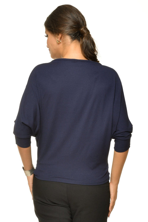 Bluza dama bleumarin mânecă trei sferturi Alda Natalee Fashion