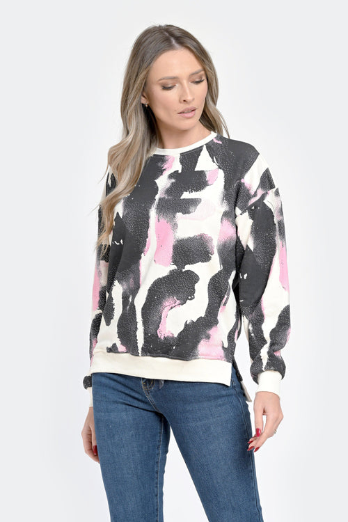 Bluza damă casual Abstract Charm cu imprimeu modern Natalee