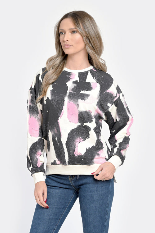 Bluza damă casual Abstract Charm cu imprimeu modern Natalee