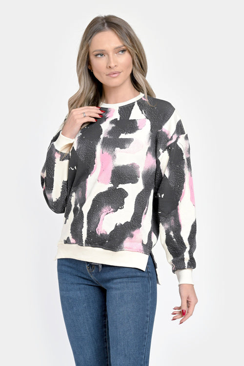 Bluza damă casual Abstract Charm cu imprimeu modern Natalee