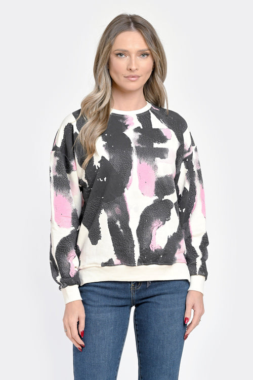 Bluza damă casual Abstract Charm cu imprimeu modern Natalee