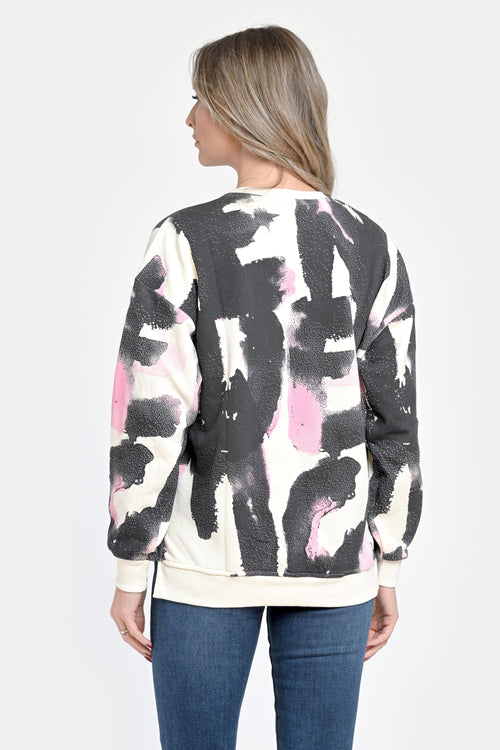 Bluza damă casual Abstract Charm cu imprimeu modern Natalee