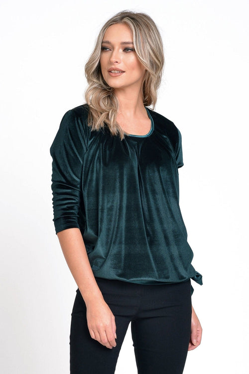 Natalee Fashion Bluză Bluza dama casual din catifea verde Izabela