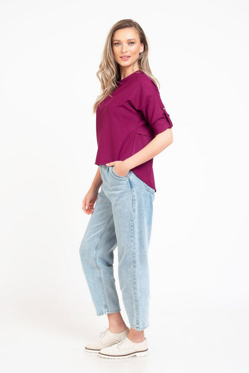 Bluza dama casual visiniu randunica Iustina Natalee Fashion