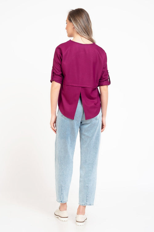 Bluza dama casual visiniu randunica Iustina Natalee Fashion