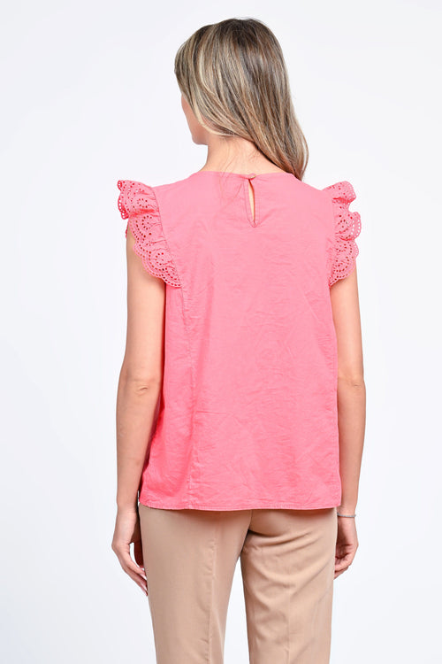 Bluza damă corai brodată cu volane Sofia Natalee Fashion