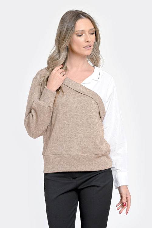 Bluza damă doi în unu grej-alb - Amelia Natalee