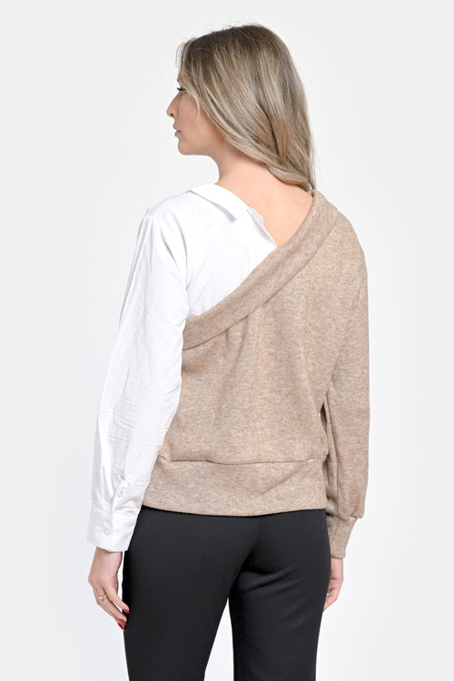 Bluza damă doi în unu grej-alb - Amelia Natalee