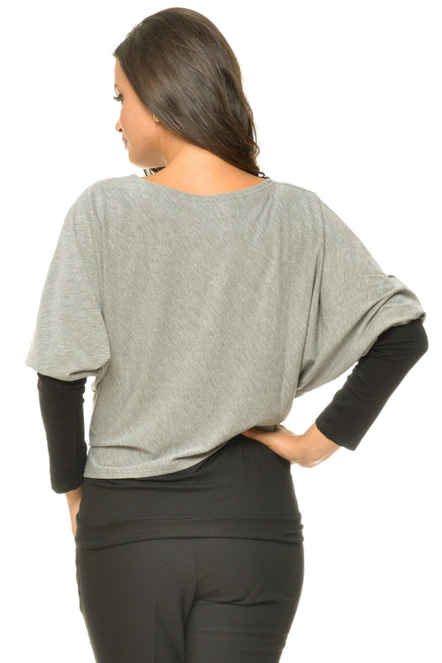 Bluza dama doi in unu gri si negru Natalee Fashion