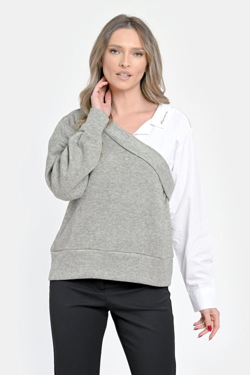 Bluza damă doi în unu oliv deschis-alb  Olivia Natalee