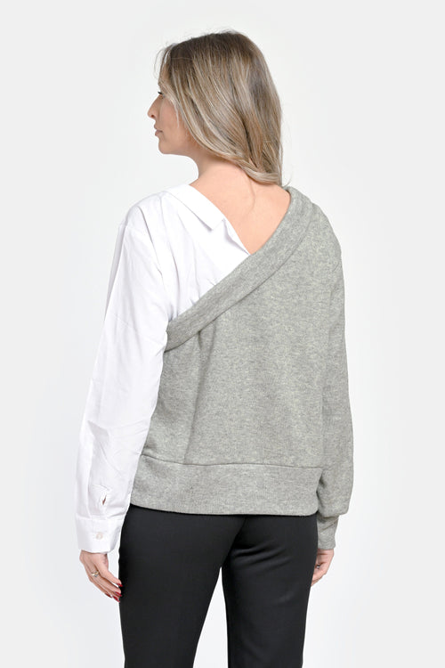 Bluza damă doi în unu oliv deschis-alb  Olivia Natalee