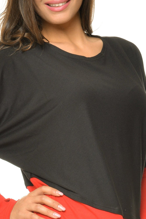 Bluza dama doi in unu rosu si negru Natalee Fashion