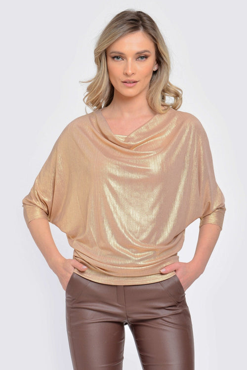 Bluză damă elegantă aurie Angel Natalee Fashion