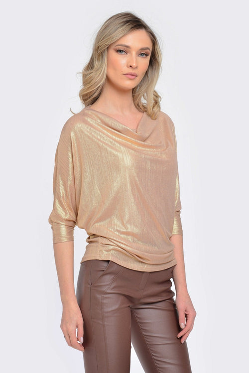 Bluză damă elegantă aurie Angel Natalee Fashion
