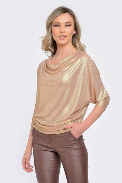 Bluză damă elegantă aurie Angel Natalee Fashion