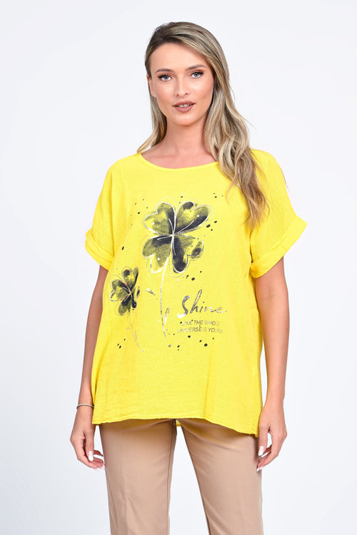 Bluza damă galbenă cu imprimeu floral Iris Natalee