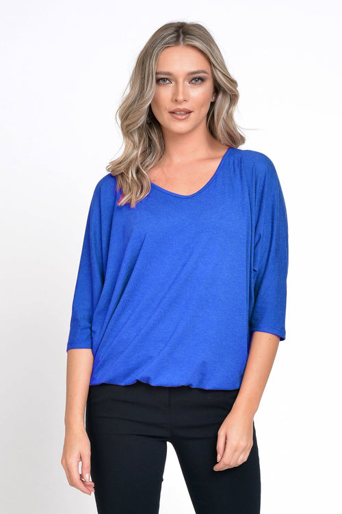 Bluza dama in V albastru royal Fabia Natalee Fashion