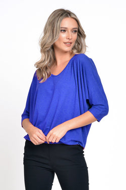 Bluza dama in V albastru royal Fabia Natalee Fashion