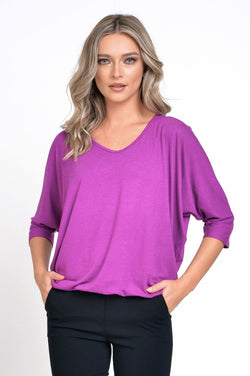 Bluza dama in V purple Ernestina Natalee Fashion