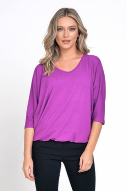 Bluza dama in V purple Ernestina Natalee Fashion