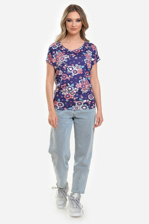 Natalee Fashion Bluză Bluza dama mov cu flori Joanna