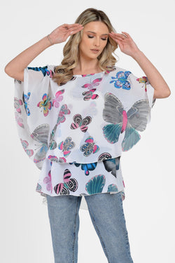Natalee Fashion Bluză Bluza lejera de vara cu fluturi Amena