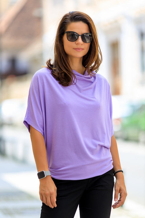 Natalee Fashion Bluză Bluză lila cu mânecă scurtă Carina
