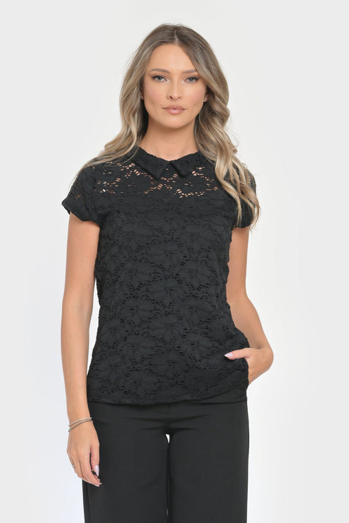 Bluza neagra cu maneca scurta Wednesday Natalee