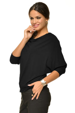 Bluza neagră mâneca trei sferturi Catrina Natalee Fashion
